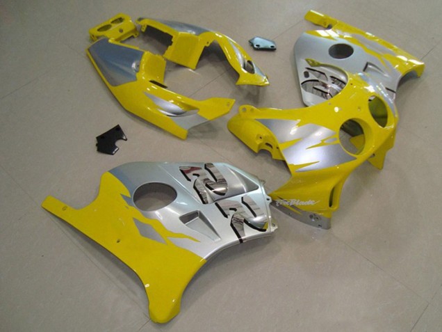 1990-1998 Yellow Silver Honda CBR250RR Motorcycle Fairing