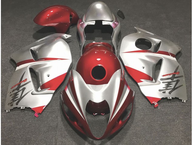1997-2007 Gloss Red and Silver Suzuki GSXR 1300 Hayabusa Motorcycle Fairing