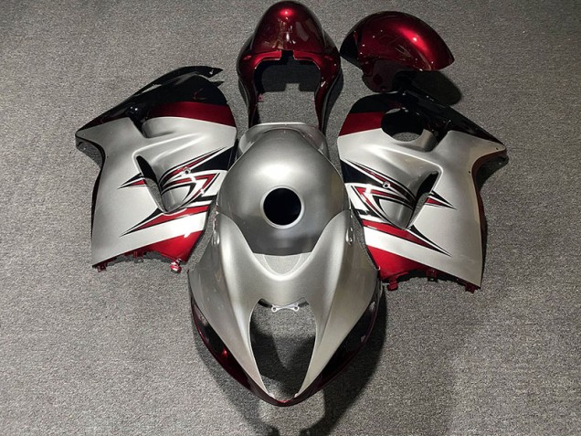 1997-2007 Gloss Silver and Candy Red Suzuki GSXR 1300 Hayabusa Motorcycle Fairing 1997-2007 Gloss Silver and Candy Red Suzuki GSXR 1300 Hayabusa Motorcycle Fairing