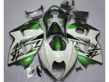 1997-2007 Gloss White & Green Suzuki GSXR 1300 Hayabusa Motorcycle Fairing