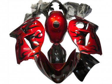 1997-2007 Red & Black Flame Suzuki GSXR 1300 Hayabusa Motorcycle Fairing