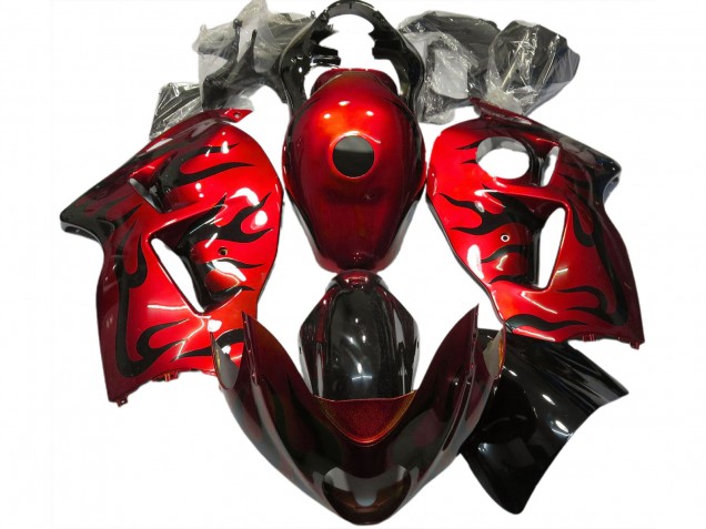 1997-2007 Red & Black Flame Suzuki GSXR 1300 Hayabusa Motorcycle Fairing 1997-2007 Red & Black Flame Suzuki GSXR 1300 Hayabusa Motorcycle Fairing