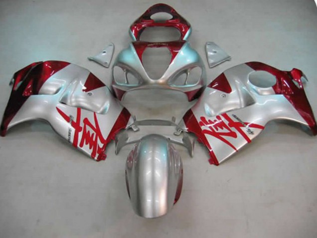 1997-2007 Silver and Red Suzuki GSXR 1300 Hayabusa Motorcycle Fairing 1997-2007 Silver and Red Suzuki GSXR 1300 Hayabusa Motorcycle Fairing