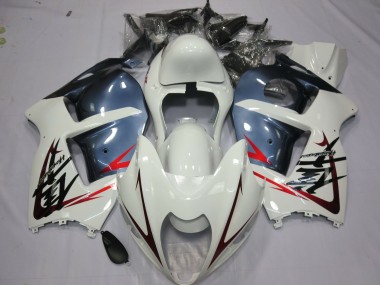 1997-2007 White and Dusty Blue Suzuki GSXR 1300 Hayabusa Motorcycle Fairing