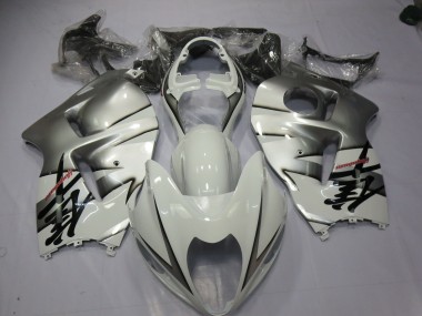 1997-2007 White and Silver Suzuki GSXR 1300 Hayabusa Motorcycle Fairing