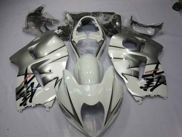 1997-2007 White and Silver Suzuki GSXR 1300 Hayabusa Motorcycle Fairing 1997-2007 White and Silver Suzuki GSXR 1300 Hayabusa Motorcycle Fairing