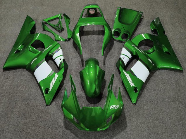 1998-2002 Deep Green & White Yamaha R6 Motorcycle Fairing 1998-2002 Deep Green & White Yamaha R6 Motorcycle Fairing