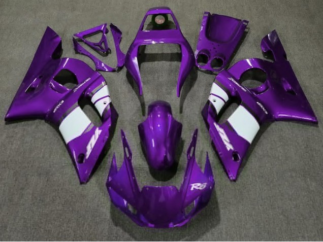 1998-2002 Deep Purple & White Yamaha R6 Motorcycle Fairing 1998-2002 Deep Purple & White Yamaha R6 Motorcycle Fairing