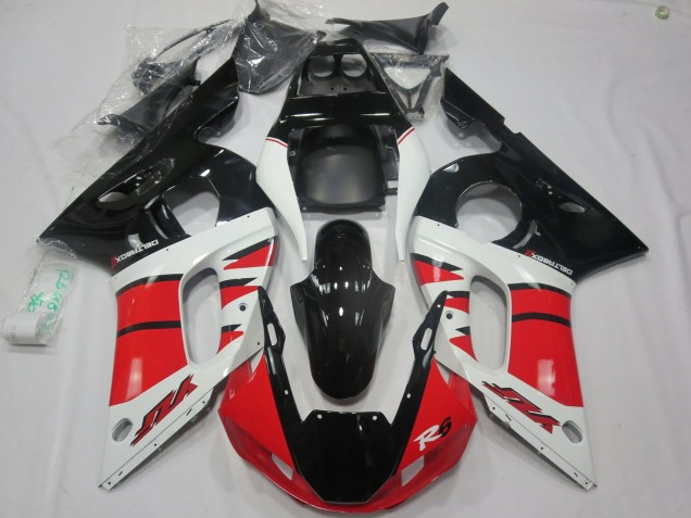 1998-2002 Red White Design Yamaha R6 Motorcycle Fairing 1998-2002 Red White Design Yamaha R6 Motorcycle Fairing