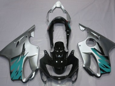 1999-2000 Gloss Silver & Teal Honda CBR600 F4 Motorcycle Fairing