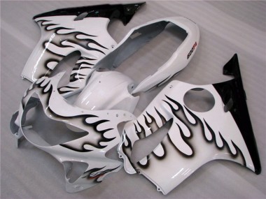 1999-2000 White and Black Flames Honda CBR600 F4 Motorcycle Fairing