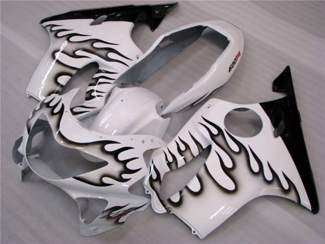 1999-2000 White and Black Flames Honda CBR600 F4 Motorcycle Fairing 1999-2000 White and Black Flames Honda CBR600 F4 Motorcycle Fairing