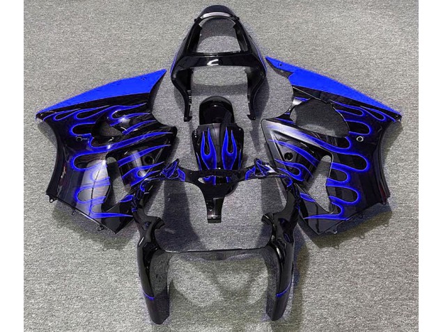 2000-2002 Gloss Black & Blue Flame Kawasaki ZX6R Motorcycle Fairing 2000-2002 Gloss Black & Blue Flame Kawasaki ZX6R Motorcycle Fairing