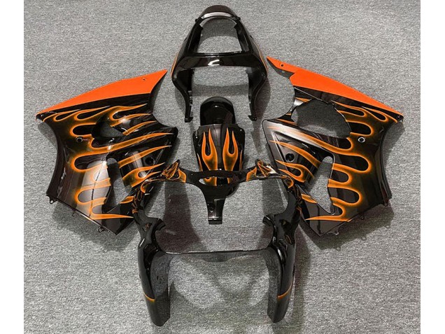 2000-2002 Gloss Black & Orange Flame Kawasaki ZX6R Motorcycle Fairing 2000-2002 Gloss Black & Orange Flame Kawasaki ZX6R Motorcycle Fairing