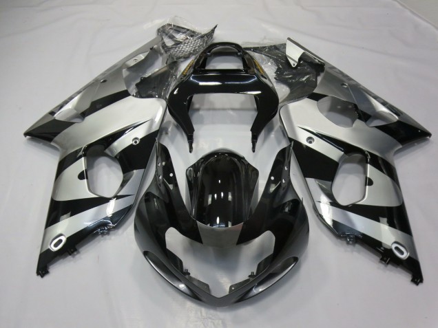 2000-2002 Silver and Black Suzuki GSXR 1000 Motorcycle Fairing 2000-2002 Silver and Black Suzuki GSXR 1000 Motorcycle Fairing