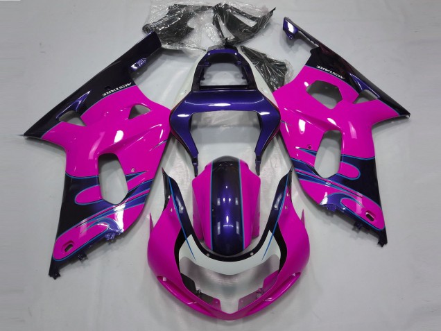 2001-2003 Gloss Pink and Blue Suzuki GSXR 600-750 Motorcycle Fairing 2001-2003 Gloss Pink and Blue Suzuki GSXR 600-750 Motorcycle Fairing