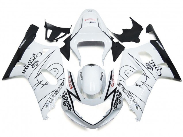 2001-2003 Gloss White Corona and Black Suzuki GSXR 600-750 Motorcycle Fairing 2001-2003 Gloss White Corona and Black Suzuki GSXR 600-750 Motorcycle Fairing