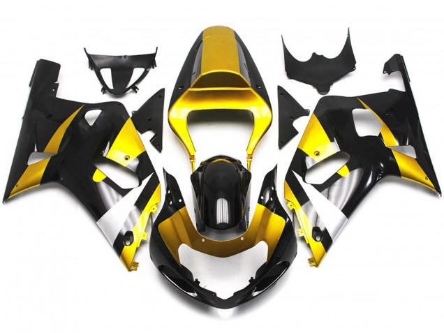 2001-2003 Gold and Gloss Black Style Suzuki GSXR 600-750 Motorcycle Fairing