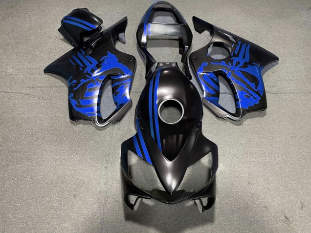2001-2003 Matte Black & Blue Skull Honda CBR600 F4i Motorcycle Fairing 2001-2003 Matte Black & Blue Skull Honda CBR600 F4i Motorcycle Fairing