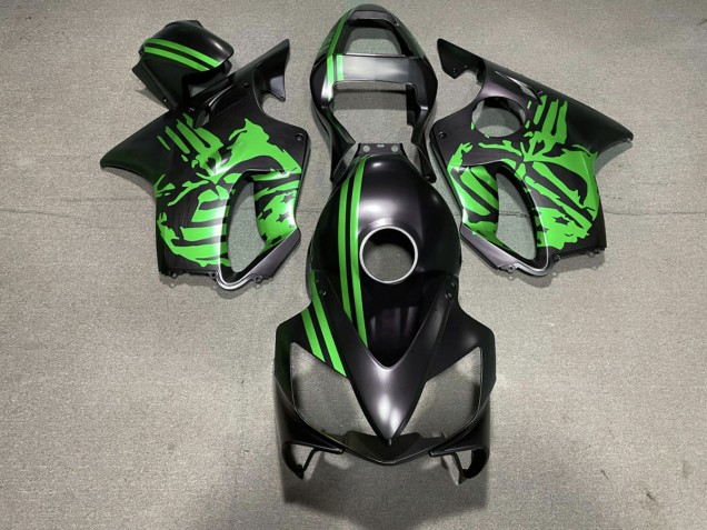 2001-2003 Matte Black & Green Skull Honda CBR600 F4i Motorcycle Fairing 2001-2003 Matte Black & Green Skull Honda CBR600 F4i Motorcycle Fairing
