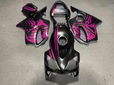 2001-2003 Matte Black & Pink Skull Honda CBR600 F4i Motorcycle Fairing