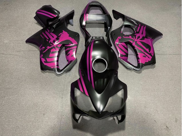 2001-2003 Matte Black & Pink Skull Honda CBR600 F4i Motorcycle Fairing 2001-2003 Matte Black & Pink Skull Honda CBR600 F4i Motorcycle Fairing