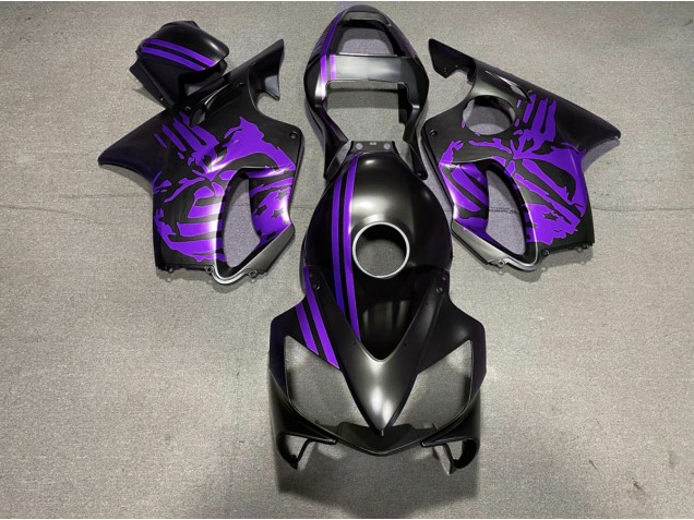 2001-2003 Matte Black & Purple Skull Honda CBR600 F4i Motorcycle Fairing 2001-2003 Matte Black & Purple Skull Honda CBR600 F4i Motorcycle Fairing