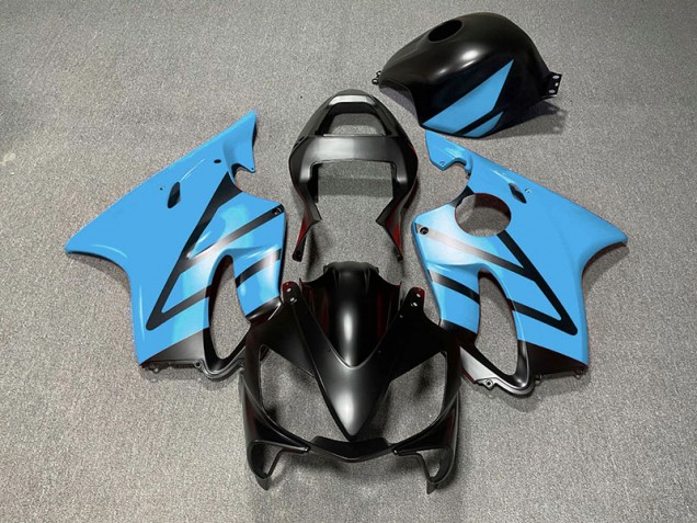 2001-2003 Matte Black and Light Blue Honda CBR600 F4i Motorcycle Fairing