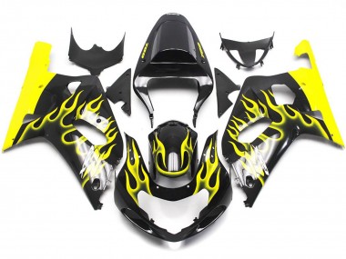 2001-2003 Vibrant Yellow Flame Suzuki GSXR 600-750 Motorcycle Fairing