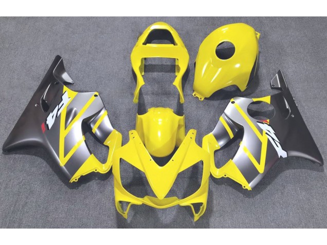 2001-2003 Yellow and Matte Silver Honda CBR600 F4i Motorcycle Fairing