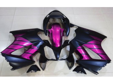 2002-2012 Matte Black & Pink Honda VFR800 Motorcycle Fairing