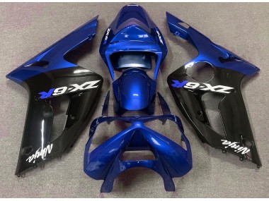 2003-2004 Gloss Blue and Black Kawasaki ZX6R Motorcycle Fairing