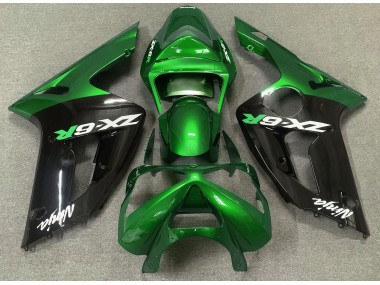 2003-2004 Gloss Green and Black Kawasaki ZX6R Motorcycle Fairing