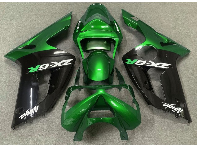 2003-2004 Gloss Green and Black Kawasaki ZX6R Motorcycle Fairing 2003-2004 Gloss Green and Black Kawasaki ZX6R Motorcycle Fairing