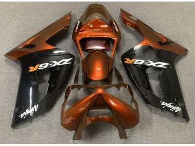 2003-2004 Gloss Orange and Black Kawasaki ZX6R Motorcycle Fairing