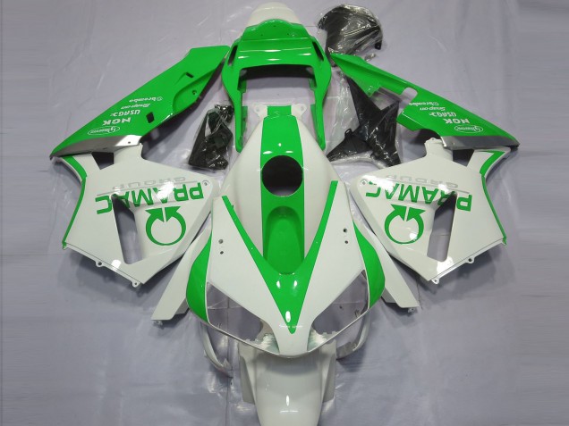 2003-2004 Gloss White and Green PRAMAC Honda CBR600RR Motorcycle Fairing 2003-2004 Gloss White and Green PRAMAC Honda CBR600RR Motorcycle Fairing