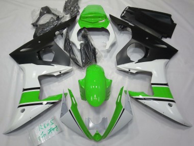 2003-2004 Gloss White and Green Yamaha R6 Motorcycle Fairing