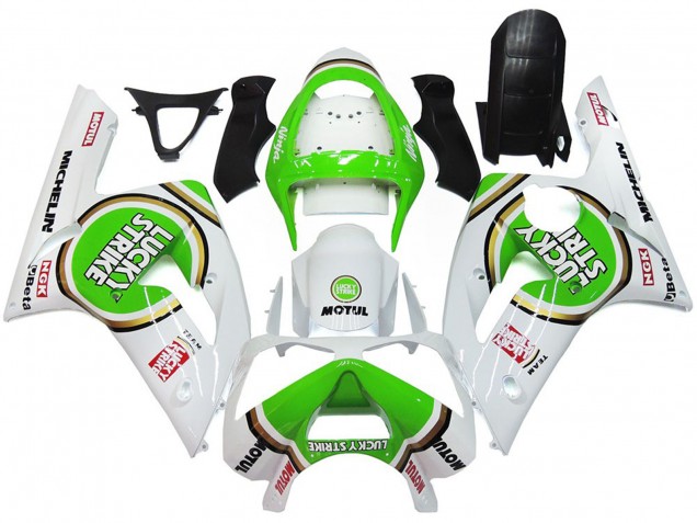 2003-2004 Green Lucky Strike Gloss Kawasaki ZX6R Motorcycle Fairing 2003-2004 Green Lucky Strike Gloss Kawasaki ZX6R Motorcycle Fairing
