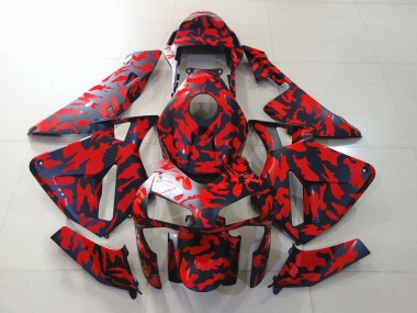2003-2004 Matte Black and Red Camo Honda CBR600RR Motorcycle Fairing
