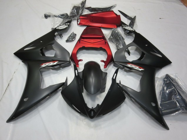 2003-2004 Matte Black and Red Yamaha R6 Motorcycle Fairing 2003-2004 Matte Black and Red Yamaha R6 Motorcycle Fairing