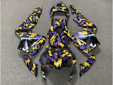 2003-2004 Purple and Yellow Camo Honda CBR600RR Motorcycle Fairing