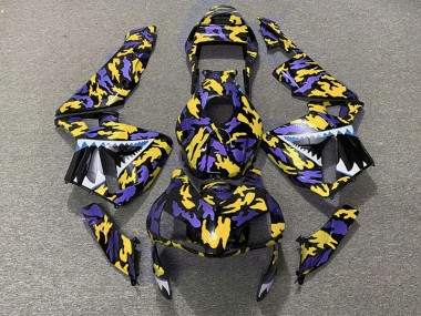 2003-2004 Purple and Yellow Camo Honda CBR600RR Motorcycle Fairing