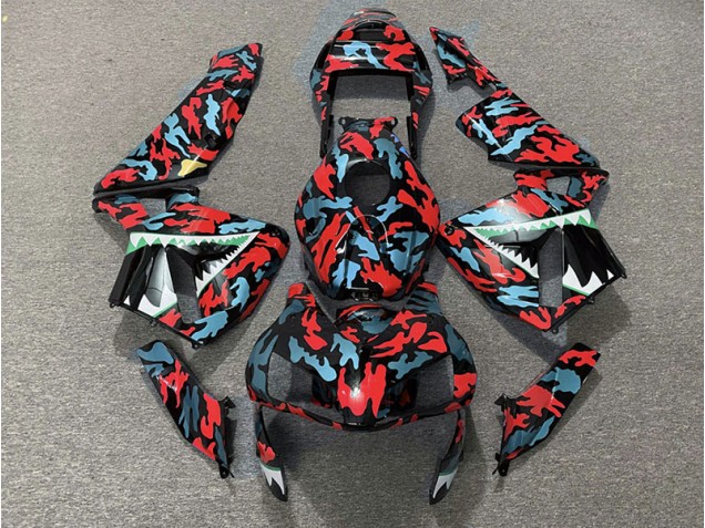 2003-2004 Red and Blue Camo Honda CBR600RR Motorcycle Fairing 2003-2004 Red and Blue Camo Honda CBR600RR Motorcycle Fairing