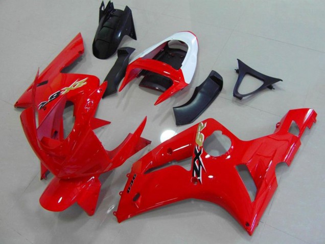2003-2004 Red and White Kawasaki ZX6R Motorcycle Fairing