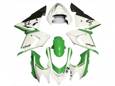 2004-2005 Gloss White & Green Kawasaki ZX10R Motorcycle Fairing