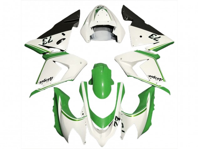2004-2005 Gloss White & Green Kawasaki ZX10R Motorcycle Fairing 2004-2005 Gloss White & Green Kawasaki ZX10R Motorcycle Fairing