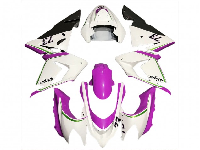 2004-2005 Gloss White & Pink Kawasaki ZX10R Motorcycle Fairing