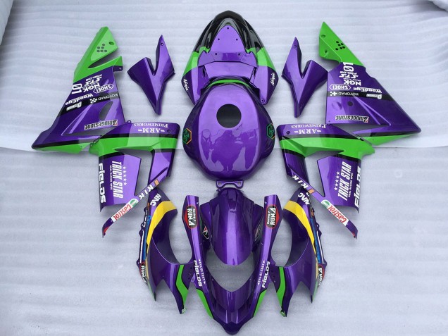 2004-2005 Green Purple Trick Star Kawasaki ZX10R Motorcycle Fairing