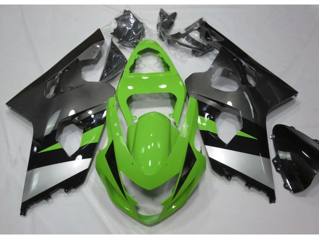 2004-2005 Green and Silver Suzuki GSXR 600-750 Motorcycle Fairing