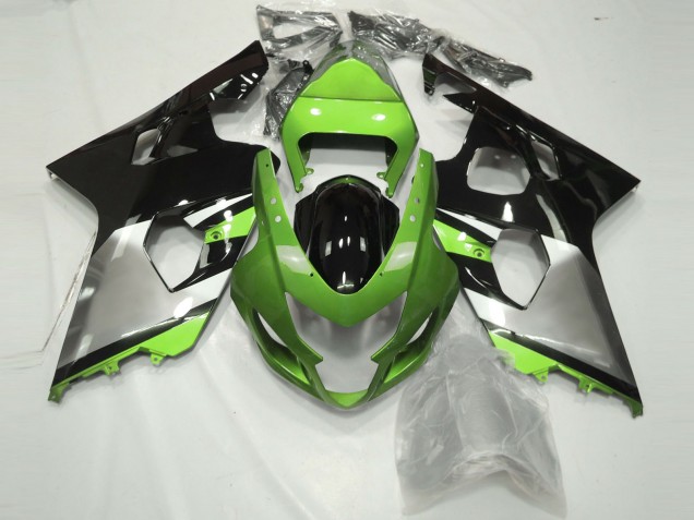 2004-2005 Light Green Silver and Black Suzuki GSXR 600-750 Motorcycle Fairing